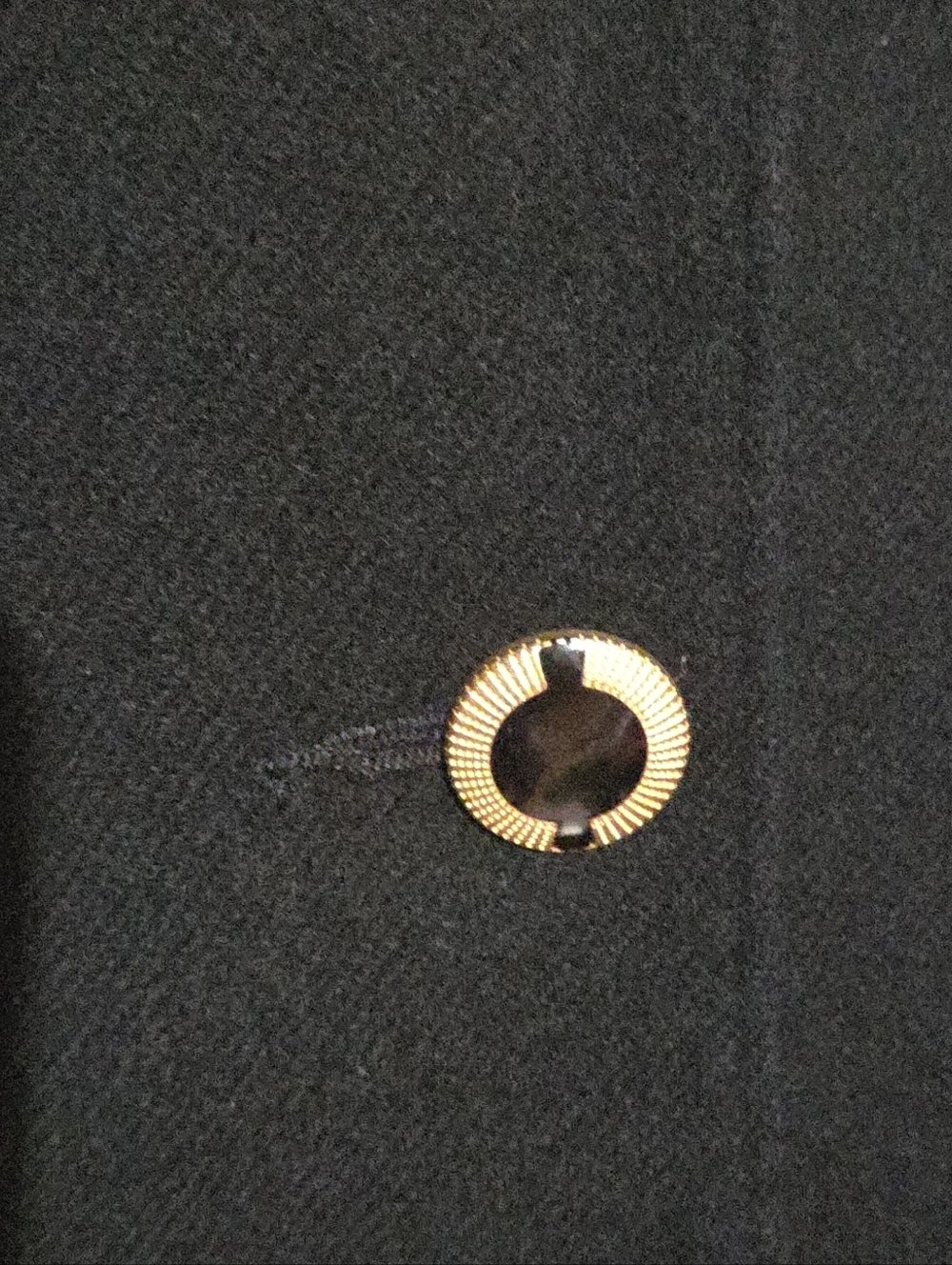 Vintage 80s Oleg Cassini Black Fitted Women's Blazer with Gold Buttons - Picture 5 of 10